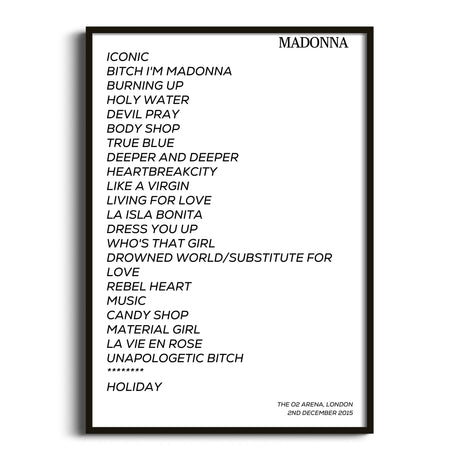 Madonna London 2nd December 2015 - Gig Setlist - Setlist