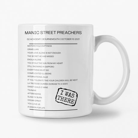 Manic Street Preachers Bournemouth October 2021 Setlist Mug - Setlist