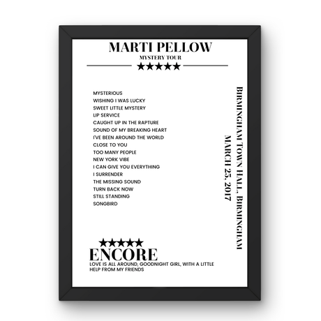 Marti Pellow March 25, 2017 Birmingham Town Hall Birmingham Setlist Poster - Setlist