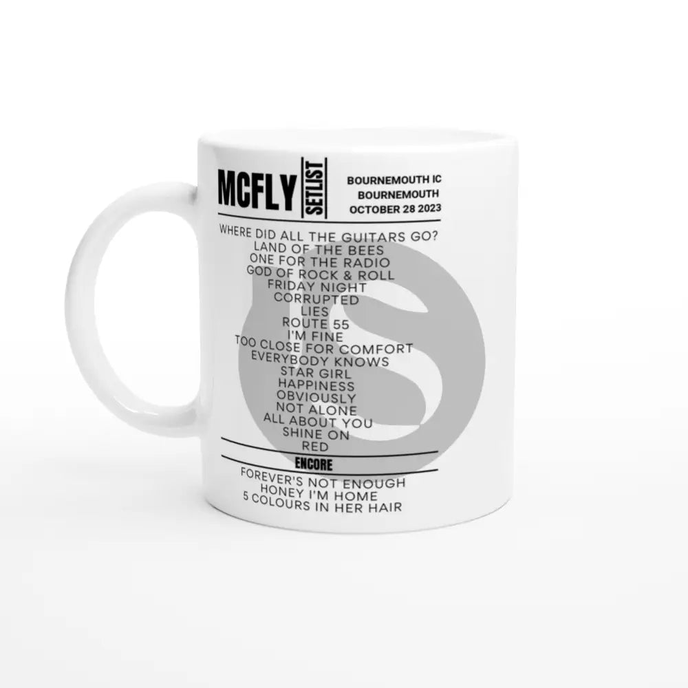 McFly Bournemouth October 2023 Setlist Mug - Setlist