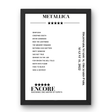 Metallica August 11, 2022 Highmark Stadium Orchard Park Setlist Poster - Setlist