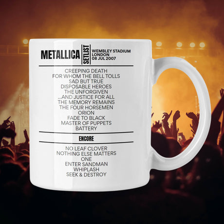 Metallica London July 08, 2007 Replica Setlist Mug - Setlist