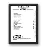 Metallica May 08, 2019 Ippodromo del Galoppo di San Siro Milan Setlist Poster - Setlist