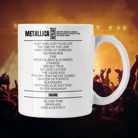 Metallica Newcastle upon Tyne March 03, 2009 Replica Setlist Mug - Setlist