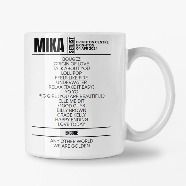 MIKA Brighton April 2024 Setlist Mug - Setlist