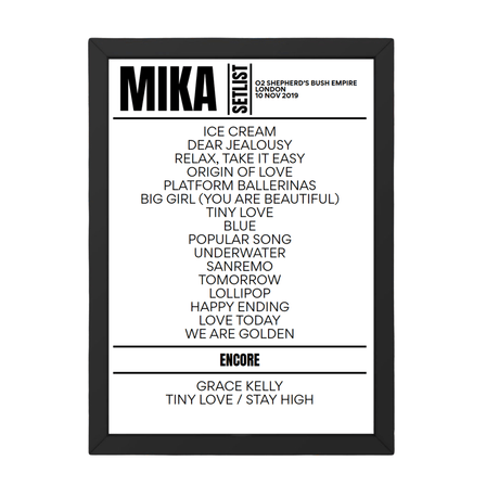 MIKA London November 2019 Setlist - Setlist