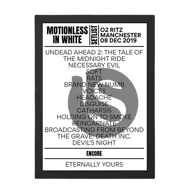 Motionless In White 08 - 12 - 2019 - Manchester Setlist - Setlist