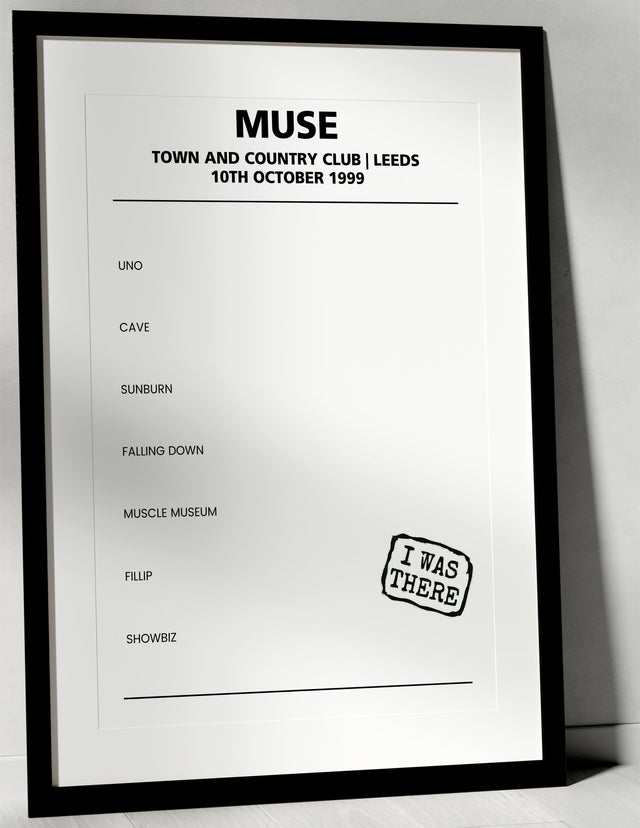 Muse 10th October 1999 Town and Country Club Leeds - Alternate - Setlist