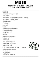 Muse 10th September 2010 Wembley Stadium London - Alternate - Setlist