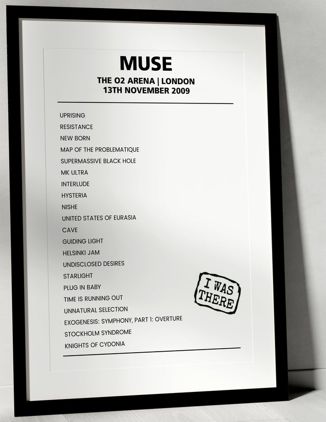 Muse 13th November 2009 The O2 Arena London - Alternate - Setlist