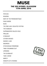 Muse 17th April 2016 The SSE Hydro Glasgow - Alternate - Setlist