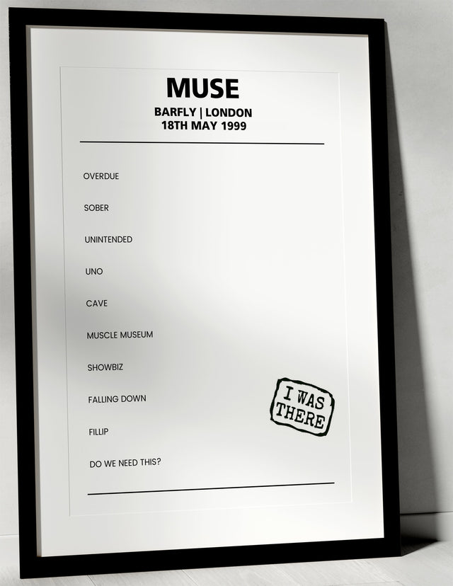 Muse 18th May 1999 Barfly London - Alternate - Setlist