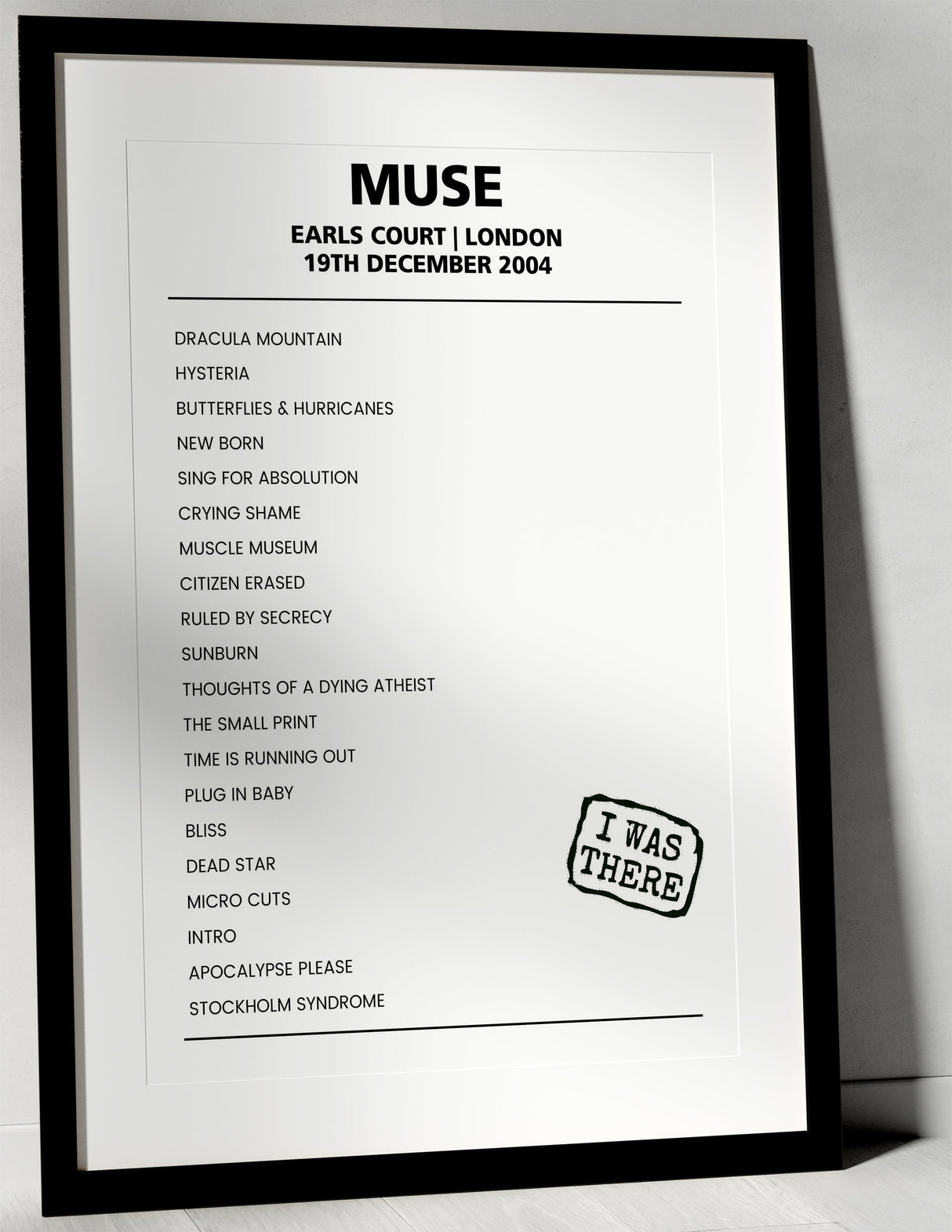 Muse 19th December 2004 Earls Court London - Alternate - Setlist