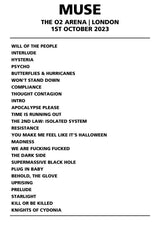 Muse 1st October 2023 The O2 Arena London - Alternate - Setlist