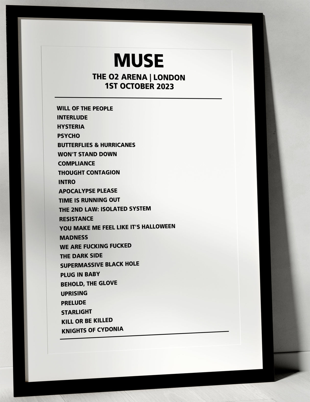 Muse 1st October 2023 The O2 Arena London - Alternate - Setlist