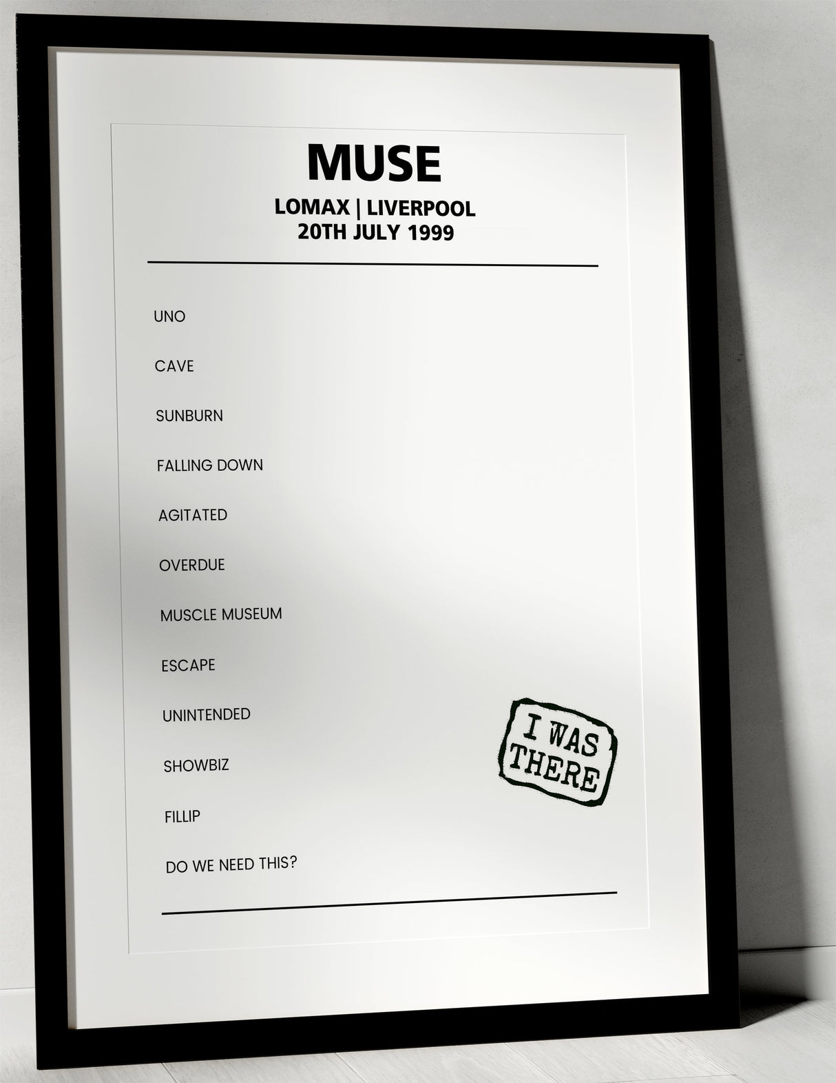 Muse 20th July 1999 Lomax Liverpool - Alternate - Setlist