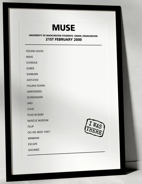 Muse 21st February 2000 University of Manchester Students' Union Manchester - Alternate - Setlist