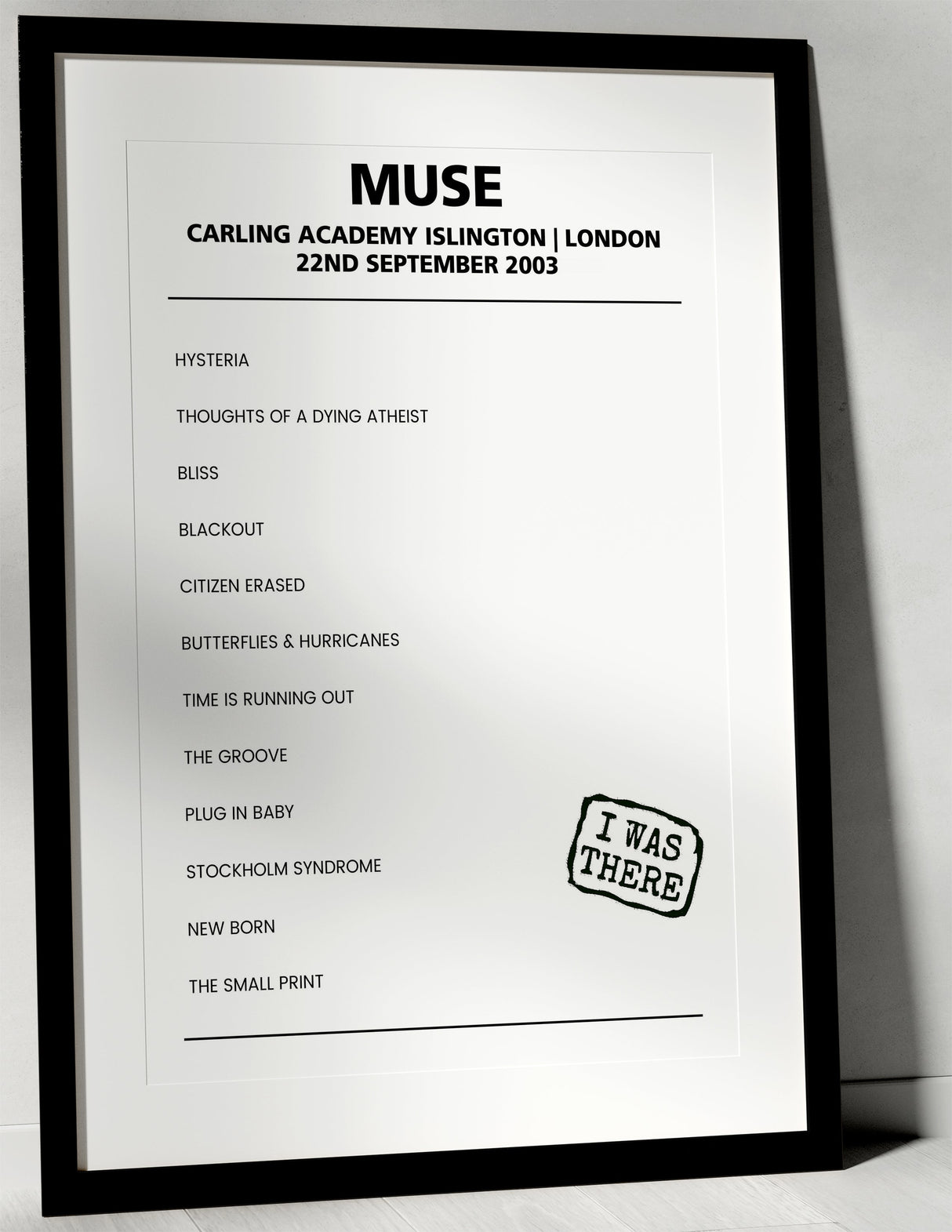 Muse 22nd September 2003 Carling Academy Islington London - Alternate - Setlist