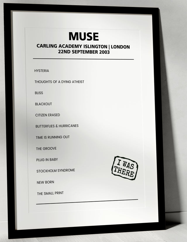 Muse 22nd September 2003 Carling Academy Islington London - Alternate - Setlist