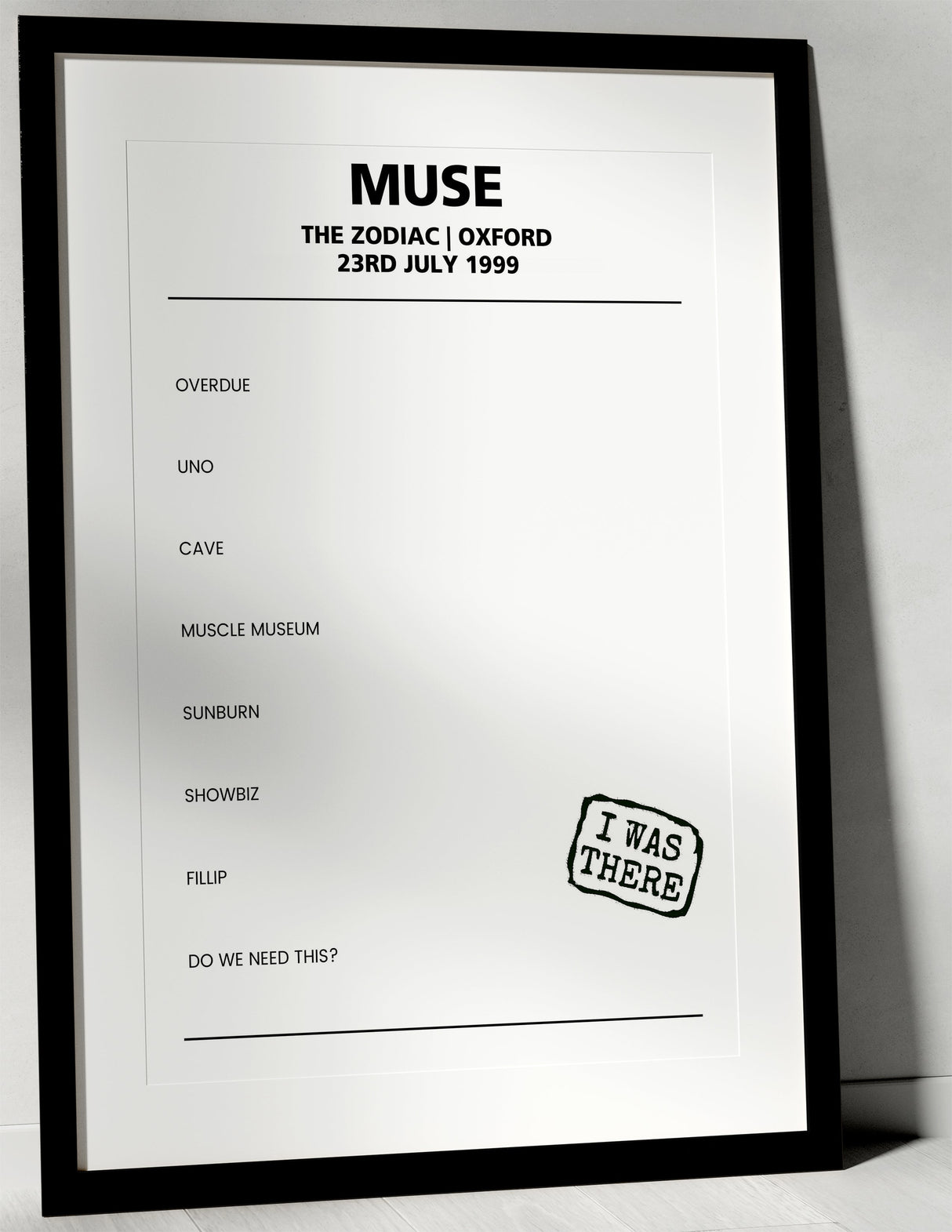 Muse 23rd July 1999 The Zodiac Oxford - Alternate - Setlist