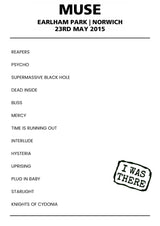 Muse 23rd May 2015 Earlham Park Norwich - Alternate - Setlist