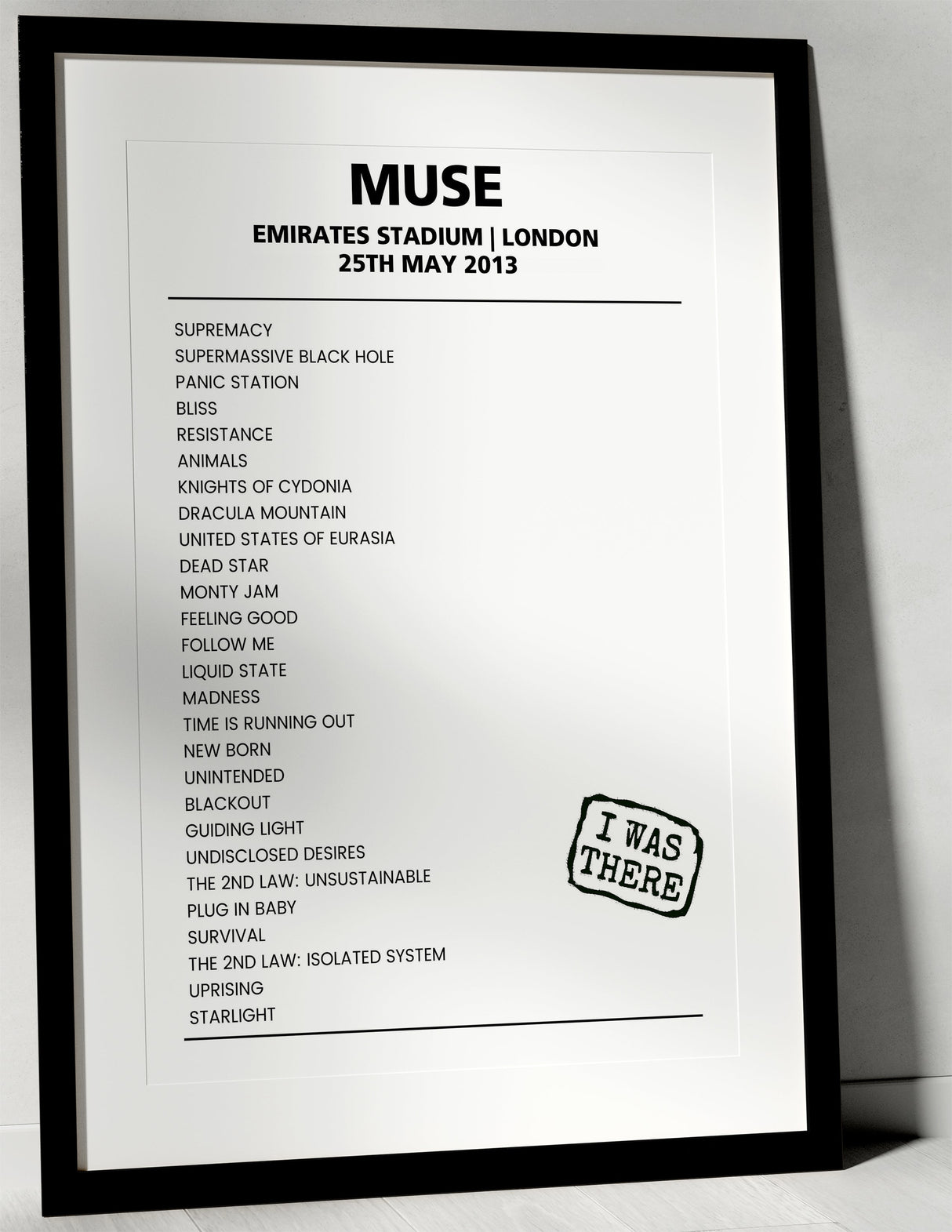 Muse 25th May 2013 Emirates Stadium London - Alternate - Setlist