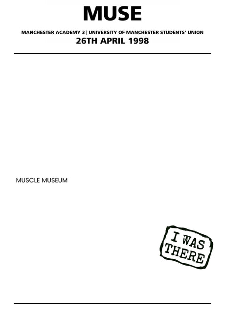 Muse 26th April 1998 Manchester Academy 3, University of Manchester Students' Union Manchester - Alternate - Setlist