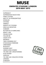 Muse 26th May 2013 Emirates Stadium London - Alternate - Setlist