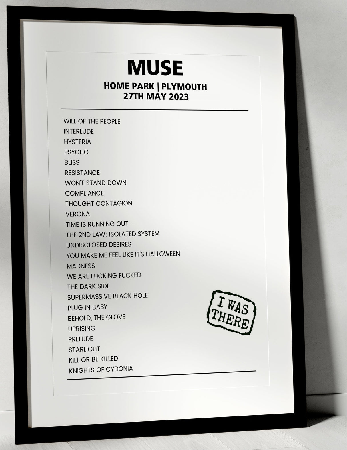 Muse 27th May 2023 Home Park Plymouth - Alternate - Setlist