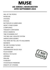 Muse 29th September 2023 AO Arena Manchester - Alternate - Setlist