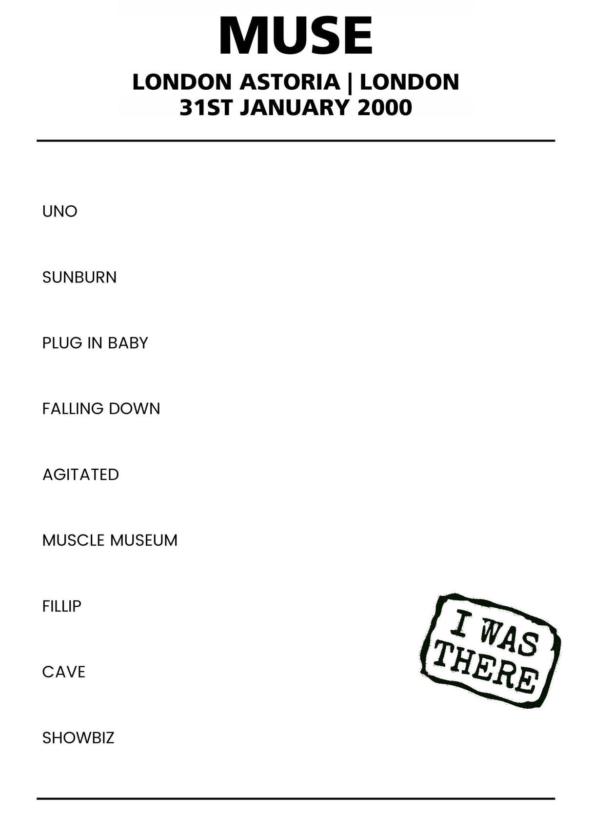 Muse 31st January 2000 London Astoria London - Alternate - Setlist