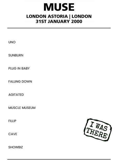 Muse 31st January 2000 London Astoria London - Alternate - Setlist