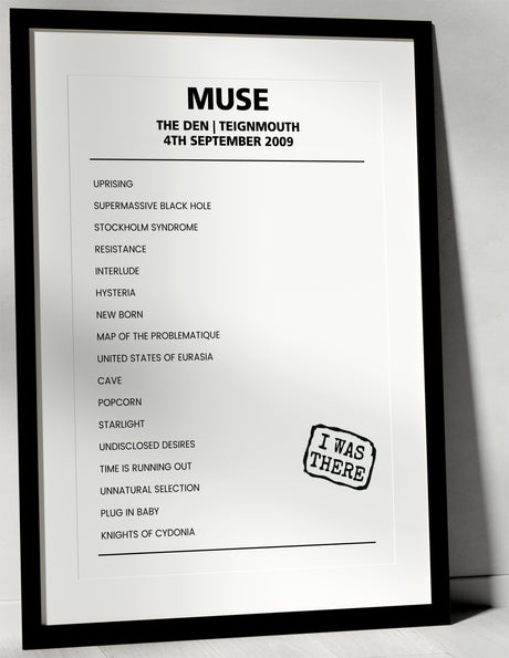 Muse 4th September 2009 The Den Teignmouth - Alternate - Setlist