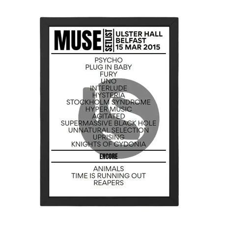 Muse Belfast March 15, 2015 Replica Setlist - Setlist