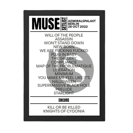 Muse Berlin October 28, 2022 Replica Setlist - Setlist