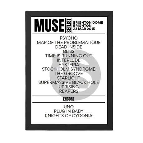 Muse Brighton March 23, 2015 Replica Setlist - Setlist