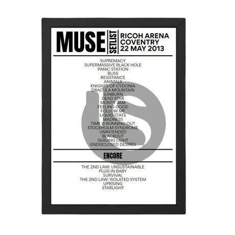 Muse Coventry May 22, 2013 Replica Setlist - Setlist