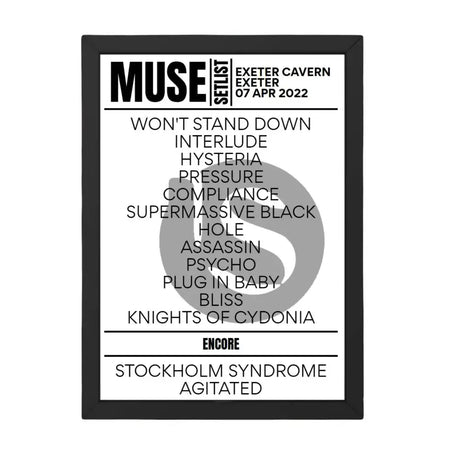 Muse Exeter April 7, 2022 Replica Setlist - Setlist