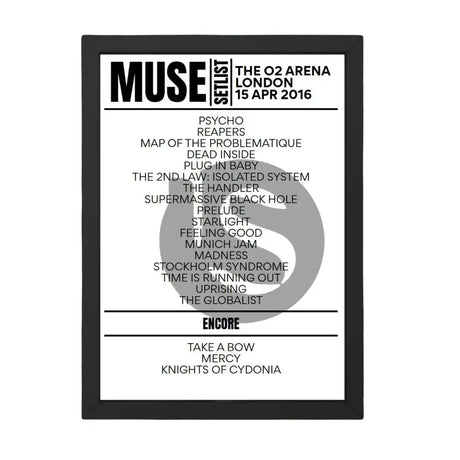 Muse London April 15, 2016 Replica Setlist - Setlist