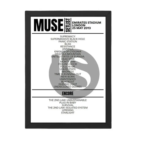 Muse London May 25, 2013 Replica Setlist - Setlist