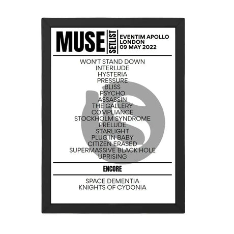 Muse London May 9, 2022 Replica Setlist - Setlist