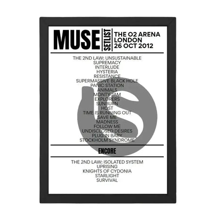 Muse London October 26, 2012 Replica Setlist - Setlist