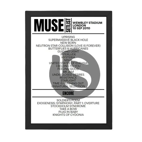 Muse London September 10, 2010 Replica Setlist - Setlist