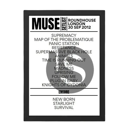 Muse London September 30, 2012 Replica Setlist - Setlist