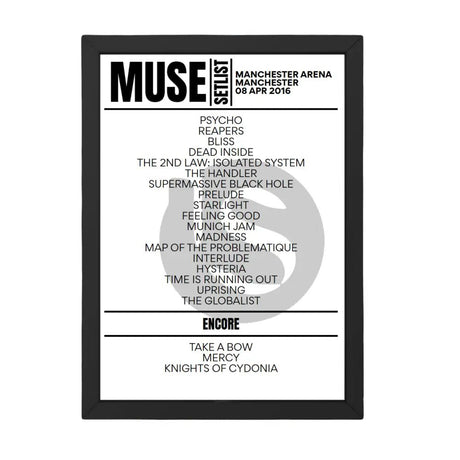 Muse Manchester April 8, 2016 Replica Setlist - Setlist