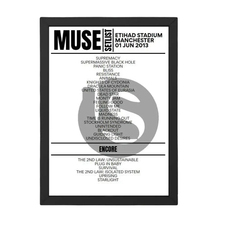 Muse Manchester June 1, 2013 Replica Setlist - Setlist