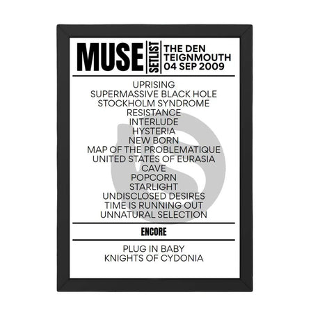 Muse Teignmouth September 4, 2009 Replica Setlist - Setlist