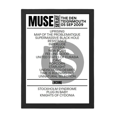 Muse Teignmouth September 5, 2009 Replica Setlist - Setlist