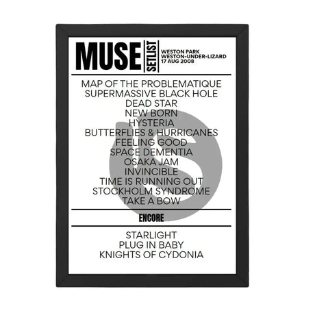 Muse Weston - under - Lizard August 17, 2008 Replica Setlist - Setlist