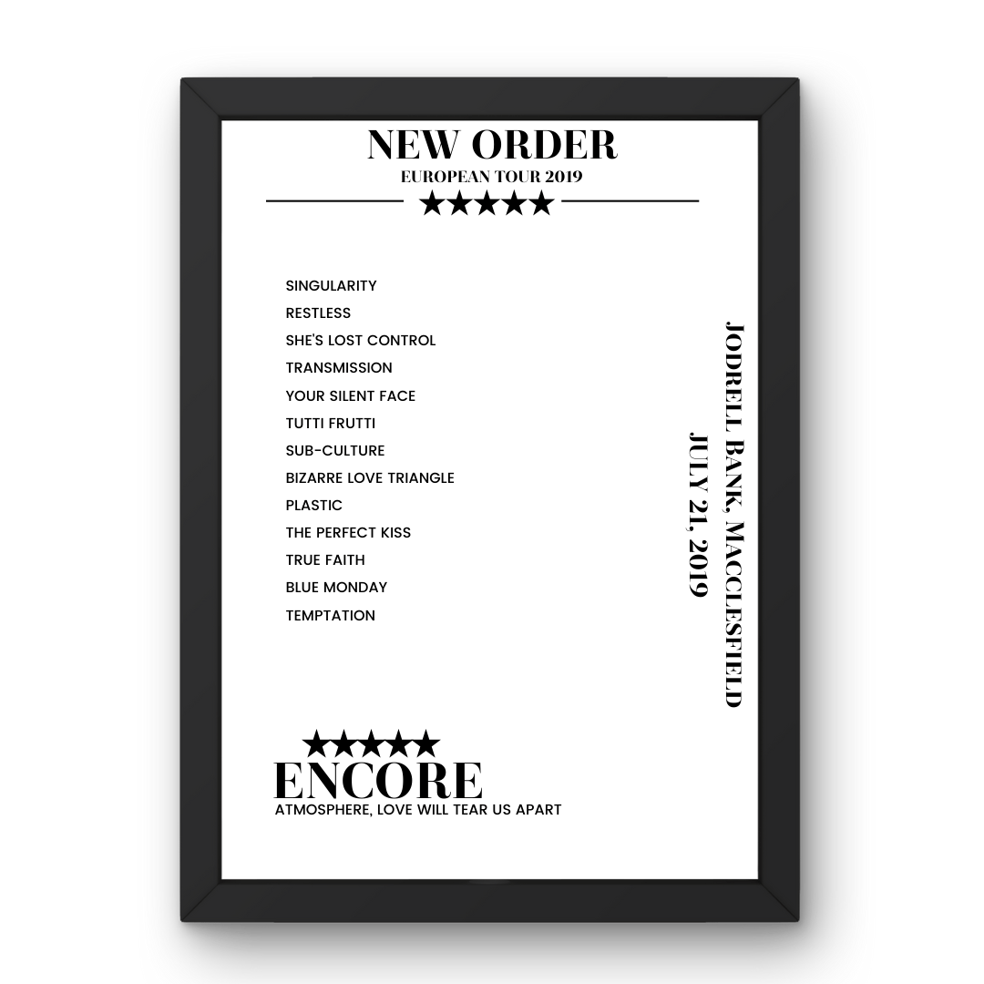 New Order July 21, 2019 Jodrell Bank Macclesfield Setlist Poster - Setlist